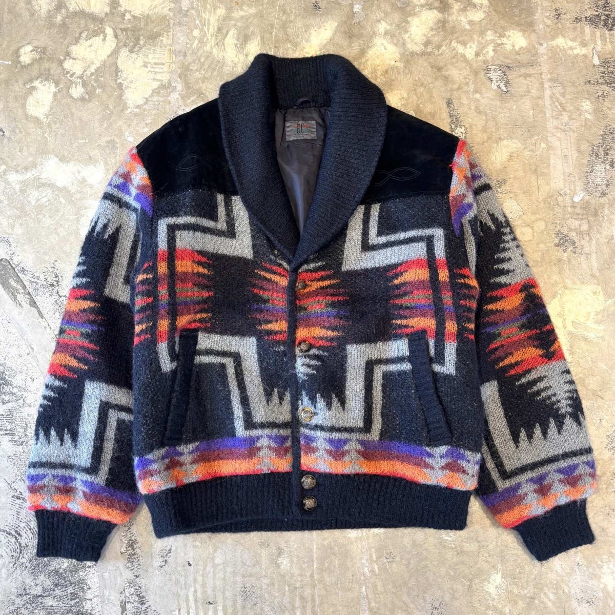 画像1: 80~90'S SUEDE LEATHER × WOOL KNIT SWITCHED JACKET / Mens L (1)