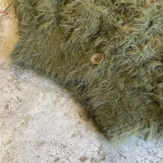 画像4: KHAKI COLOR LONG SHAGGY SHORT DESIGN KNIT CARDIGAN / Ladies M (4)