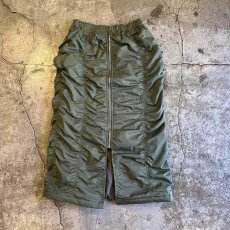 画像1: FRONT ZIP UP GATHER DESIGN NYLON LONG SKIRT / W25~W34 (1)