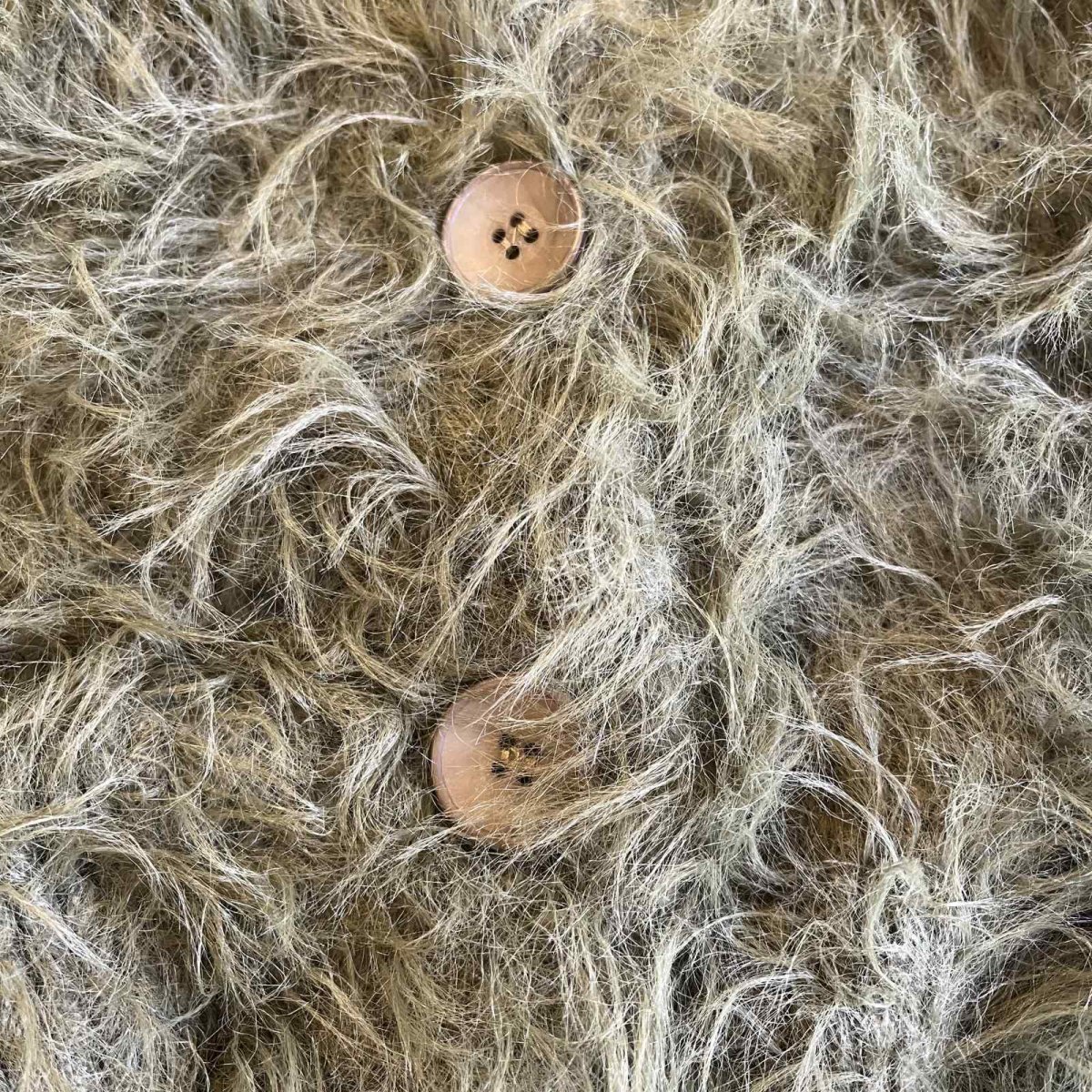 画像11: KHAKI COLOR LONG SHAGGY SHORT DESIGN KNIT CARDIGAN / Ladies M (11)