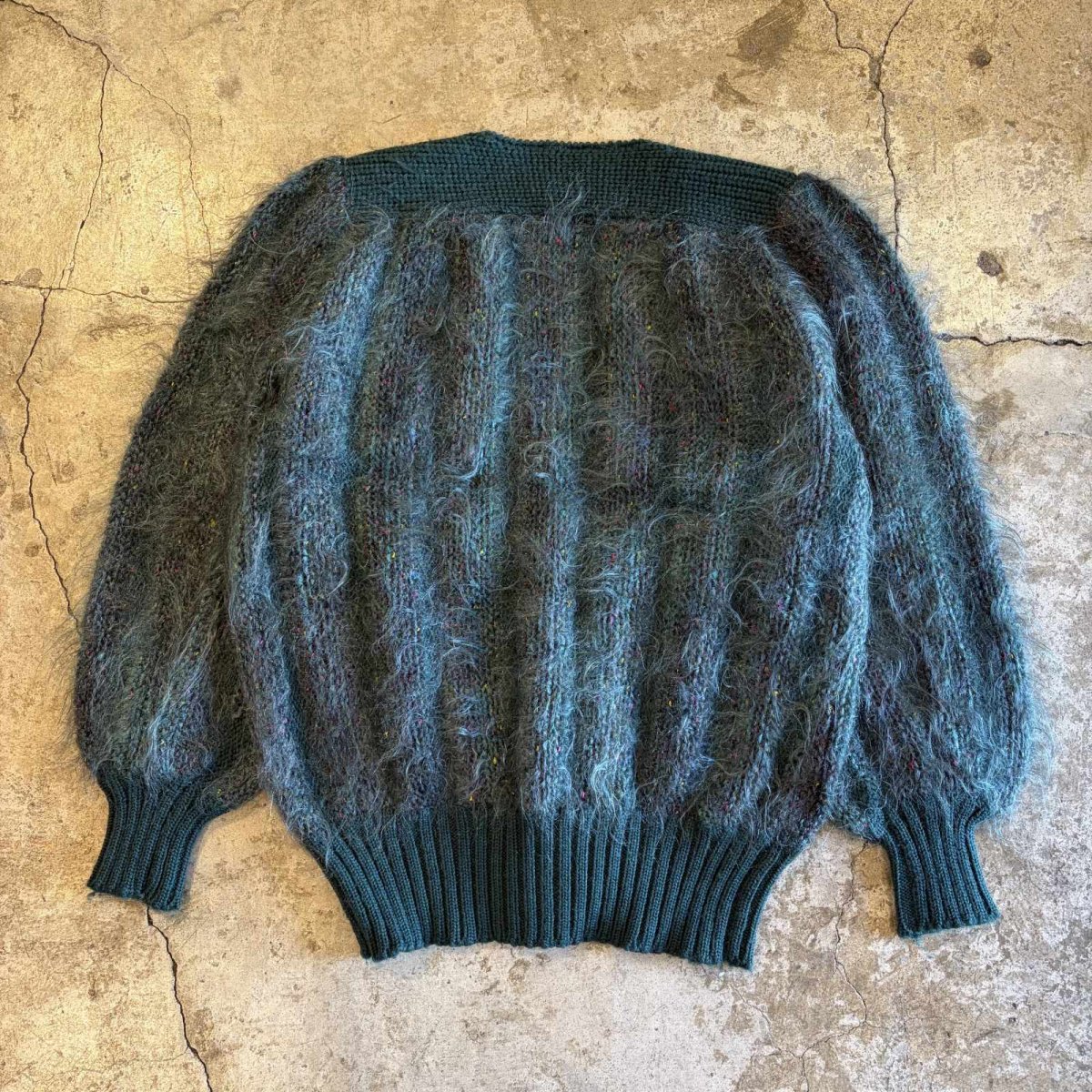 画像2: MIX COLOR MOHAIR DESIGN KNIT CARDIGAN / Ladies L (2)