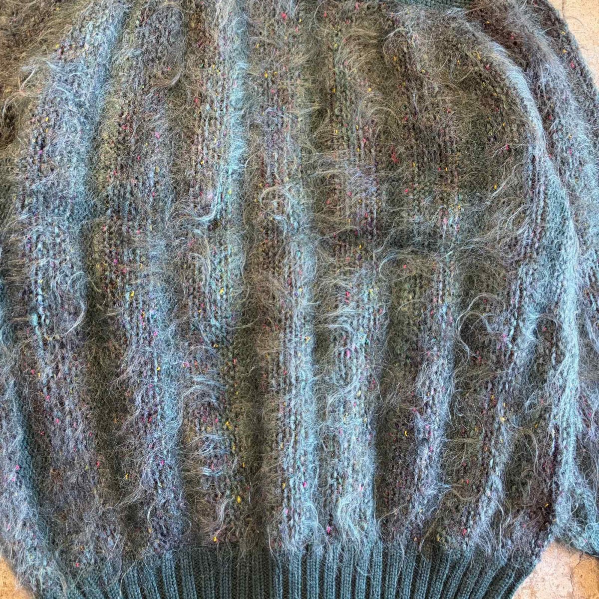 画像10: MIX COLOR MOHAIR DESIGN KNIT CARDIGAN / Ladies L (10)