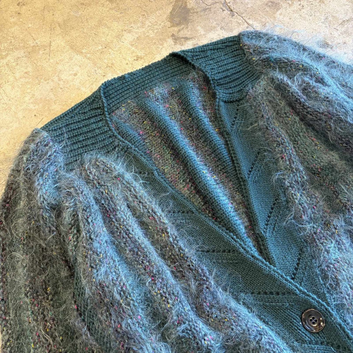 画像3: MIX COLOR MOHAIR DESIGN KNIT CARDIGAN / Ladies L (3)