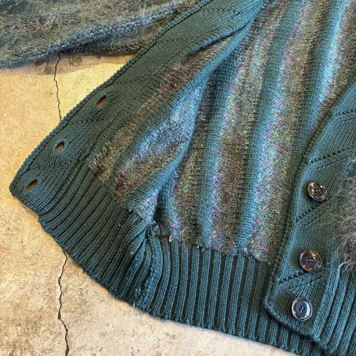 画像7: MIX COLOR MOHAIR DESIGN KNIT CARDIGAN / Ladies L (7)