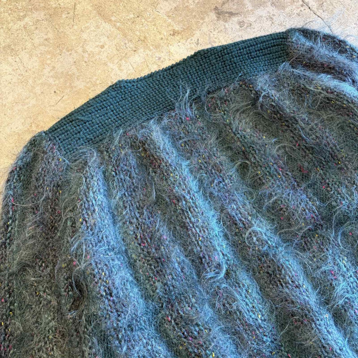 画像9: MIX COLOR MOHAIR DESIGN KNIT CARDIGAN / Ladies L (9)