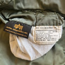 画像14: 【ALPHA】KHAKI COLOR REVERSIBLE DESIGN NYLON MA-1 JACKET / Ladies L M) / MADE IN USA (14)