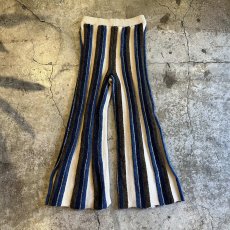 画像2: ALL OVER MULTI STRIPE PATTERN SOFT FLARE DESIGN KNIT PANTS / W26~32 (2)