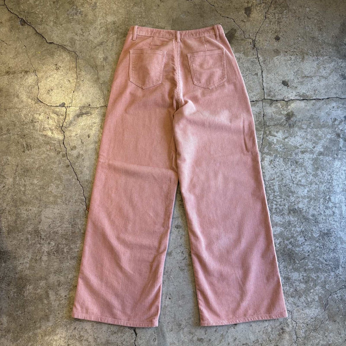 画像2: PINK COLOR CORDUROY DESIGN WIDE PANTS / W27 (2)