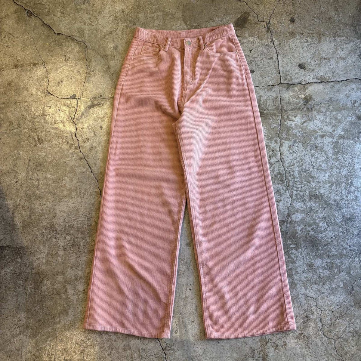 画像1: PINK COLOR CORDUROY DESIGN WIDE PANTS / W27 (1)