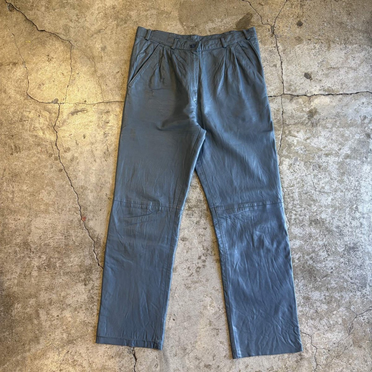 画像1: BLUE COLOR REAL LEATHER PANTS / W31 (1)