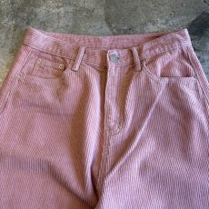 画像4: PINK COLOR CORDUROY DESIGN WIDE PANTS / W27 (4)