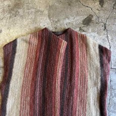 画像6: MULCH STRIPE PATTERN DOWN FRINGE DESIGN WOOL VEST / Ladies M (6)
