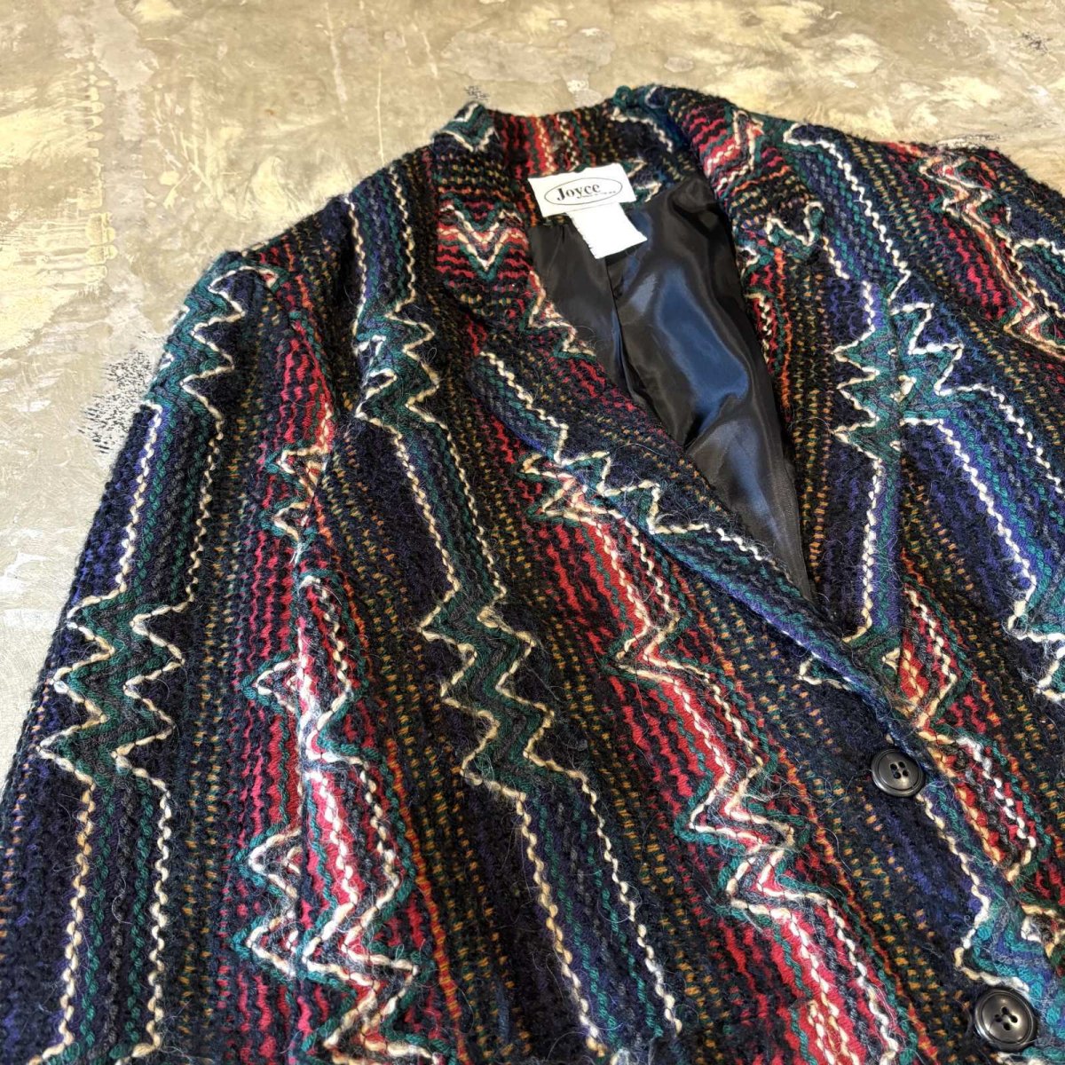 画像3: ALL OVER KNITTING PATTERN TAILORED JACKET / Mens M / MADE IN USA (3)