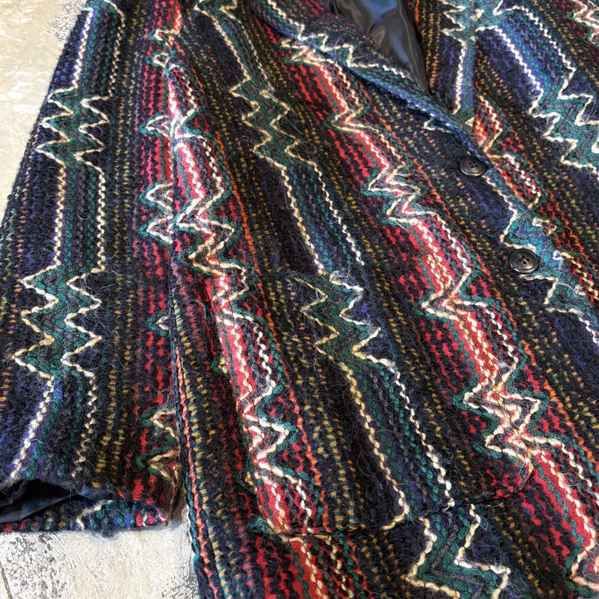 画像5: ALL OVER KNITTING PATTERN TAILORED JACKET / Mens M / MADE IN USA (5)