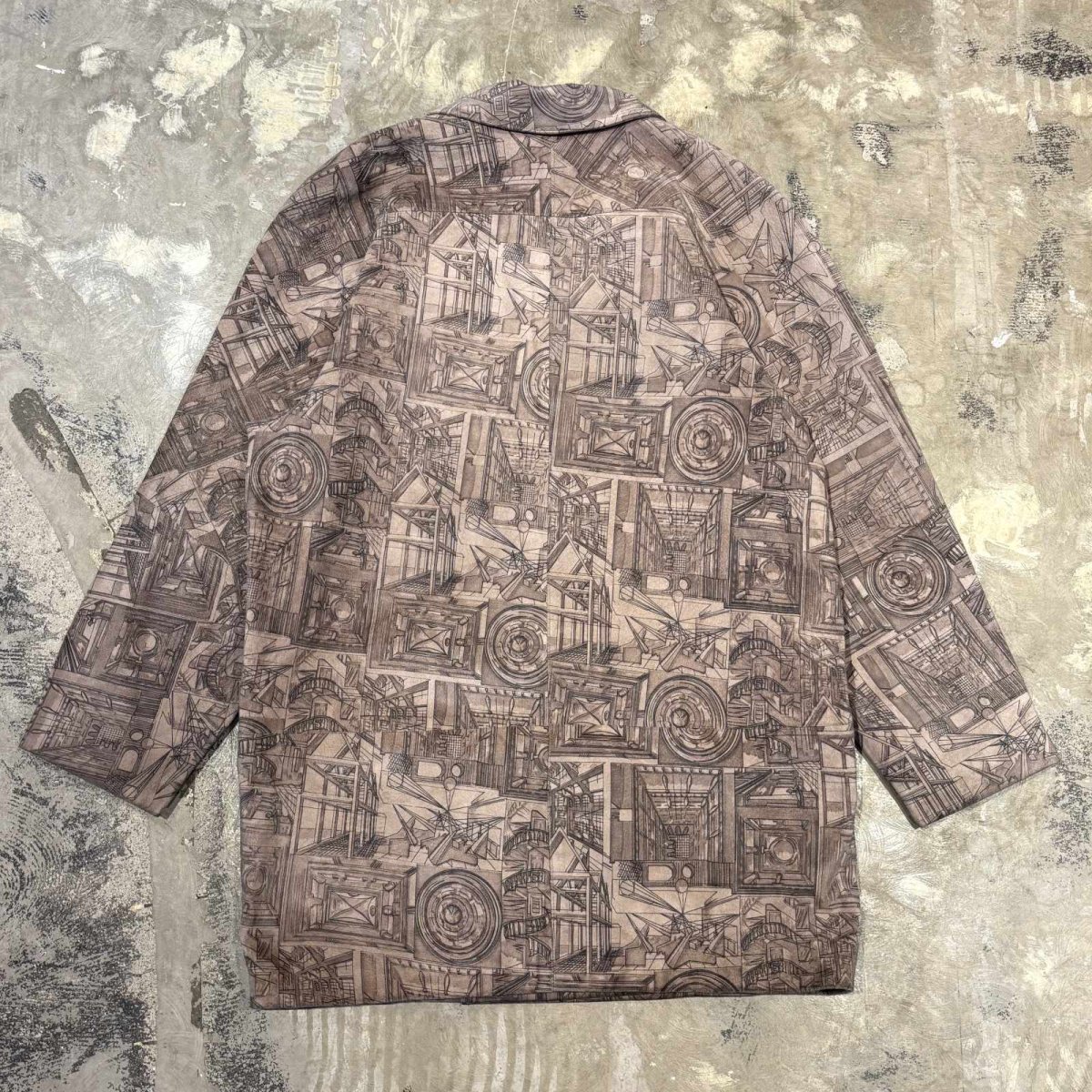 画像2: ALL OVER ART PATTERN SUEDE LEATHER TAILORED JACKET / Mens L (2)
