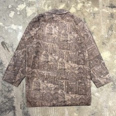 画像2: ALL OVER ART PATTERN SUEDE LEATHER TAILORED JACKET / Mens L (2)