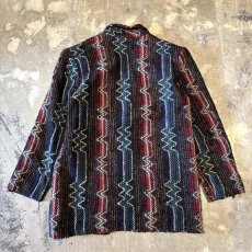 画像2: ALL OVER KNITTING PATTERN TAILORED JACKET / Mens M / MADE IN USA (2)