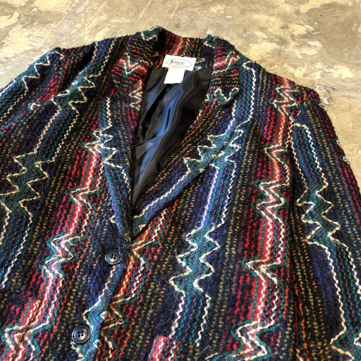 画像4: ALL OVER KNITTING PATTERN TAILORED JACKET / Mens M / MADE IN USA (4)