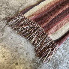 画像4: MULCH STRIPE PATTERN DOWN FRINGE DESIGN WOOL VEST / Ladies M (4)