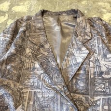 画像10: ALL OVER ART PATTERN SUEDE LEATHER TAILORED JACKET / Mens L (10)