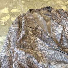画像3: ALL OVER ART PATTERN SUEDE LEATHER TAILORED JACKET / Mens L (3)