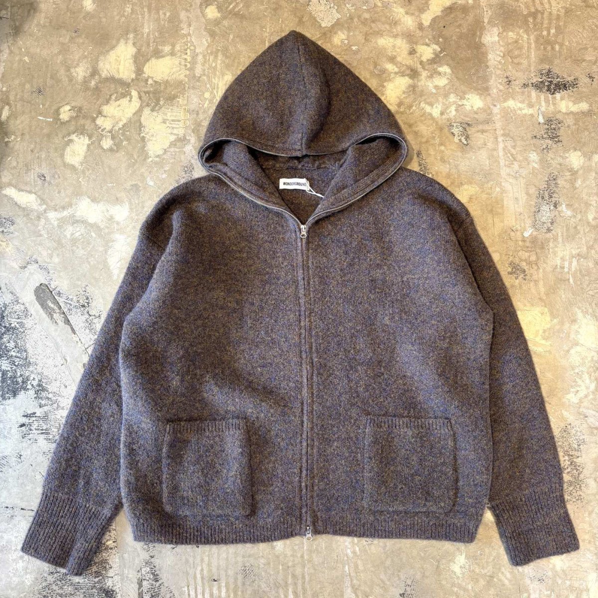 画像1: 【WONDERGROUND】DOUBLE ZIP UP KNIT HOODIE JACKET / BROWN / OS (1)