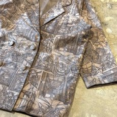 画像6: ALL OVER ART PATTERN SUEDE LEATHER TAILORED JACKET / Mens L (6)