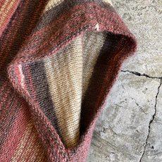 画像8: MULCH STRIPE PATTERN DOWN FRINGE DESIGN WOOL VEST / Ladies M (8)