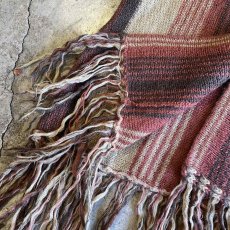 画像5: MULCH STRIPE PATTERN DOWN FRINGE DESIGN WOOL VEST / Ladies M (5)