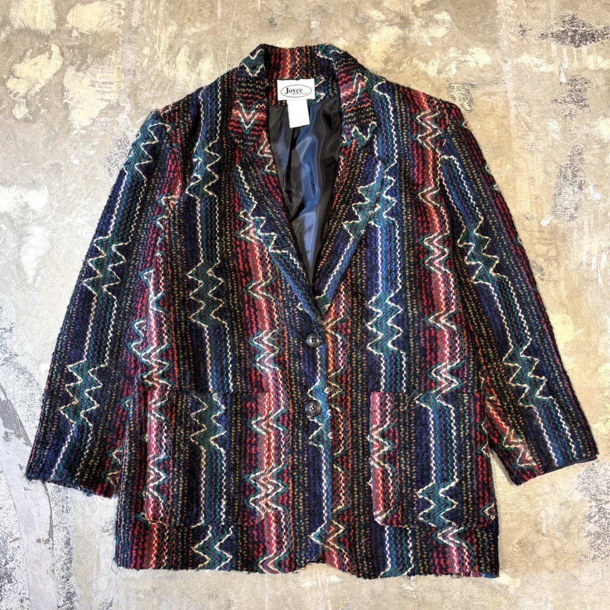 画像1: ALL OVER KNITTING PATTERN TAILORED JACKET / Mens M / MADE IN USA (1)