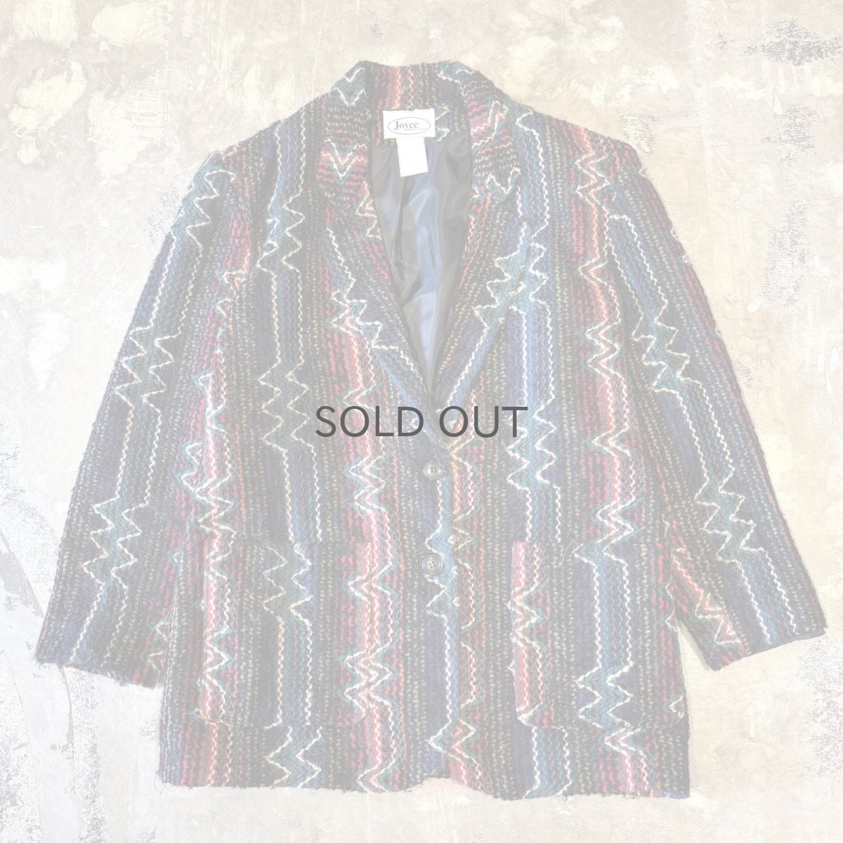 画像1: ALL OVER KNITTING PATTERN TAILORED JACKET / Mens M / MADE IN USA (1)