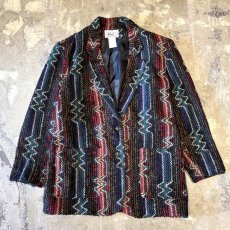 画像1: ALL OVER KNITTING PATTERN TAILORED JACKET / Mens M / MADE IN USA (1)