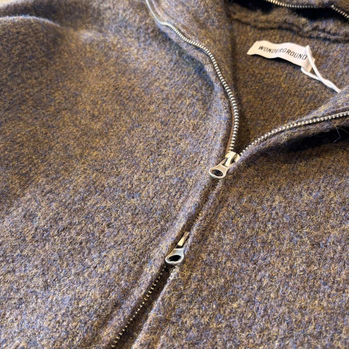 画像10: 【WONDERGROUND】DOUBLE ZIP UP KNIT HOODIE JACKET / BROWN / OS (10)