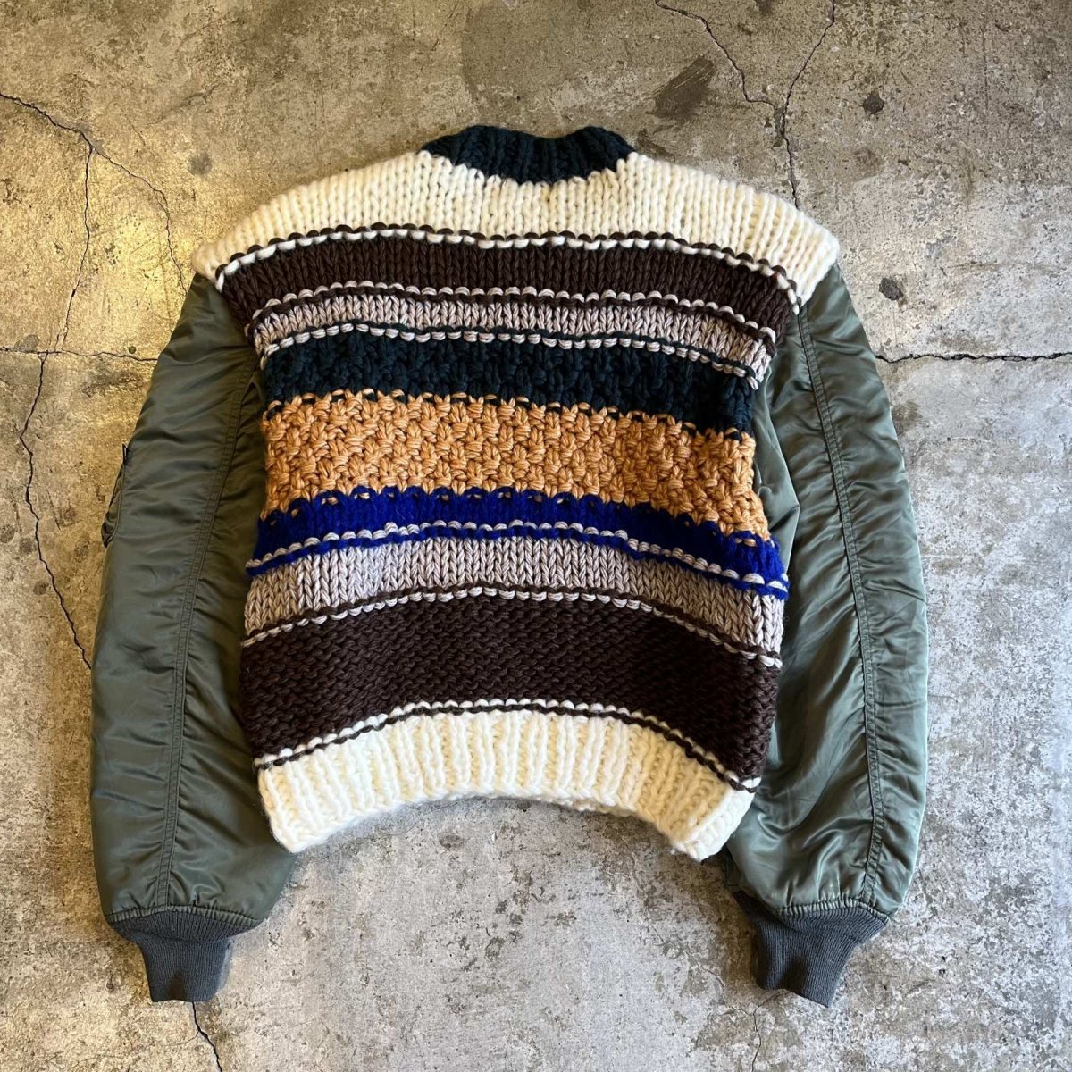 画像2: 【Wiz&Witch】"UNITED" MA-1 SLEEVE DECO KNIT (2)