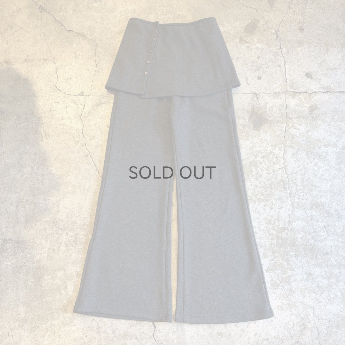 画像1: 2 WAY SKIRT LAYERED DESIGN SOFT FLARE SWEAT PANTS / W22~W33 (1)