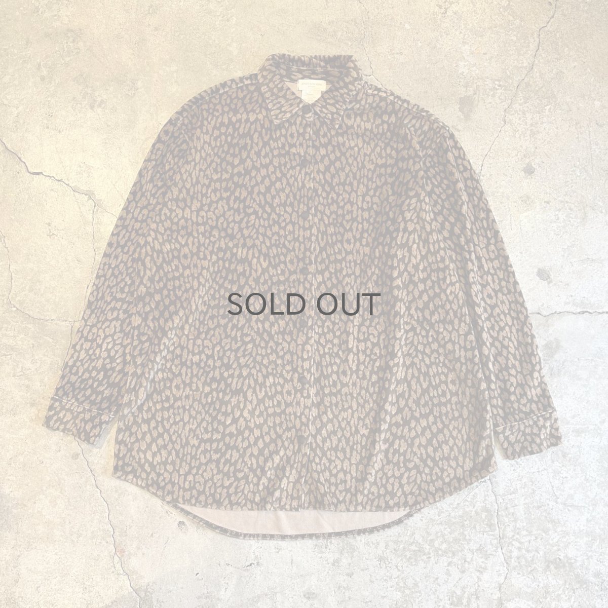 画像1: ALL OVER LEOPARD PATTERN VELVET DESIGN L/S SHIRT / Ladies XL(M) (1)