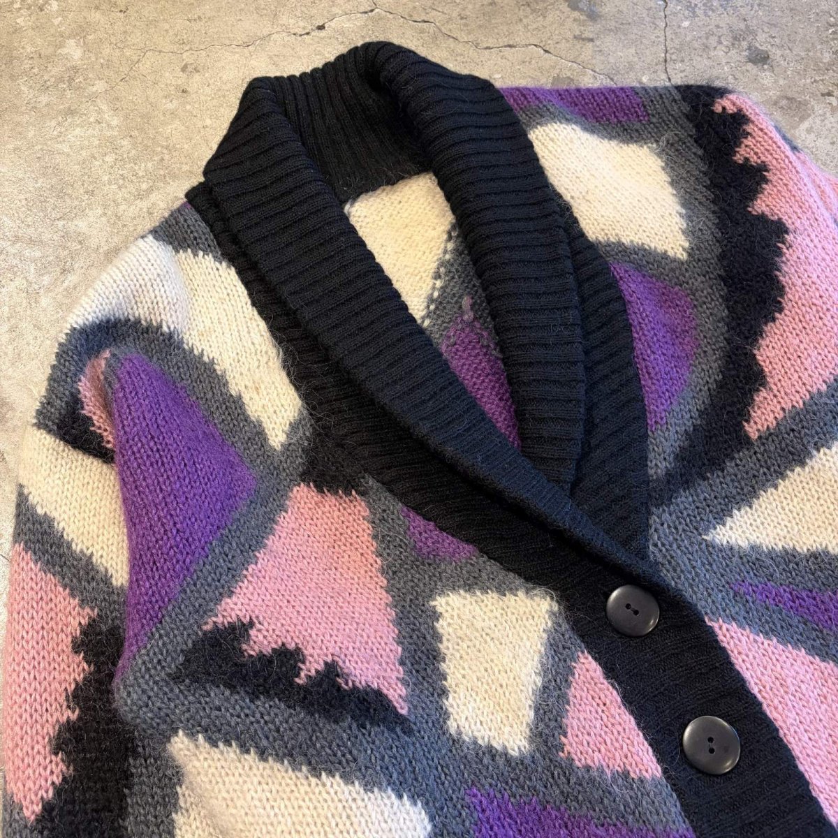 画像3: ALL OVER PATTERN DESIGN LONG KNIT CARDIGAN / Ladies L (3)