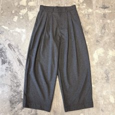 画像1: 【WONDERGROUND】STRIPE PATTERN WIDE WOOL SLACKS / GREY / OS (1)