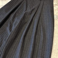 画像4: 【WONDERGROUND】STRIPE PATTERN WIDE WOOL SLACKS / BLACK / OS (4)