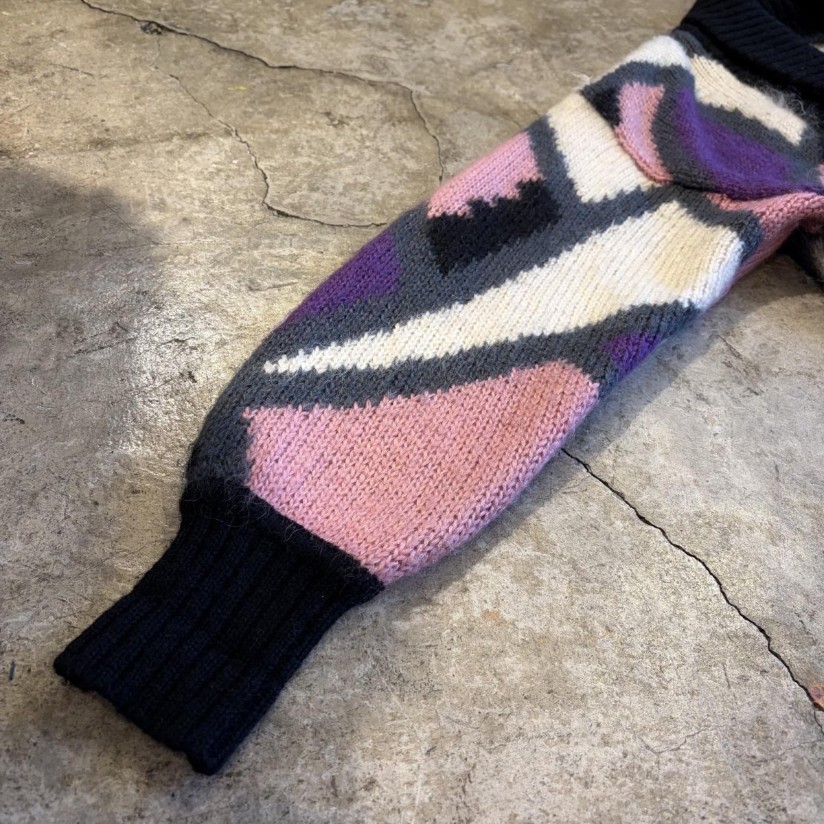 画像5: ALL OVER PATTERN DESIGN LONG KNIT CARDIGAN / Ladies L (5)