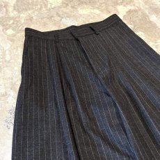 画像3: 【WONDERGROUND】STRIPE PATTERN WIDE WOOL SLACKS / BLACK / OS (3)