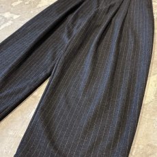画像6: 【WONDERGROUND】STRIPE PATTERN WIDE WOOL SLACKS / BLACK / OS (6)