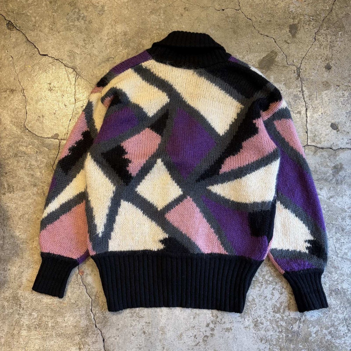 画像2: ALL OVER PATTERN DESIGN LONG KNIT CARDIGAN / Ladies L (2)