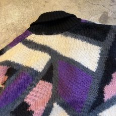 画像10: ALL OVER PATTERN DESIGN LONG KNIT CARDIGAN / Ladies L (10)