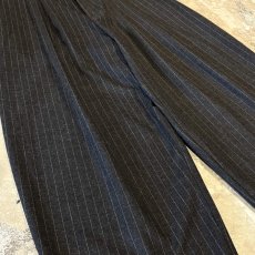 画像5: 【WONDERGROUND】STRIPE PATTERN WIDE WOOL SLACKS / BLACK / OS (5)