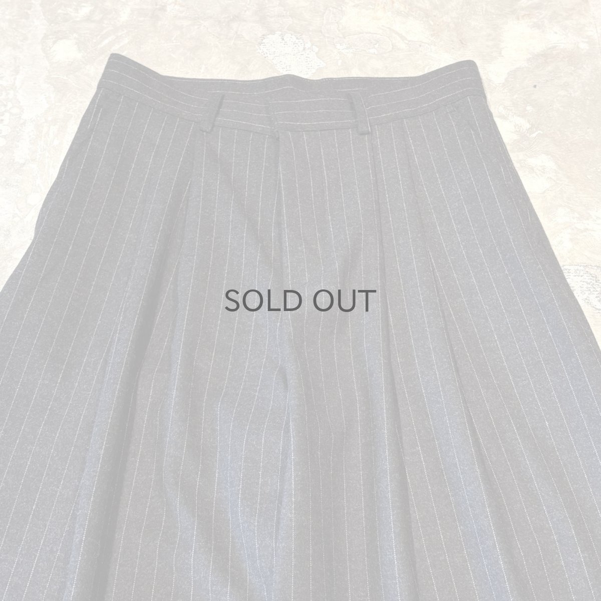 画像10: 【WONDERGROUND】STRIPE PATTERN WIDE WOOL SLACKS / BLACK / OS (10)