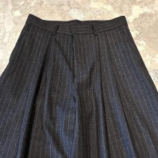画像10: 【WONDERGROUND】STRIPE PATTERN WIDE WOOL SLACKS / BLACK / OS (10)