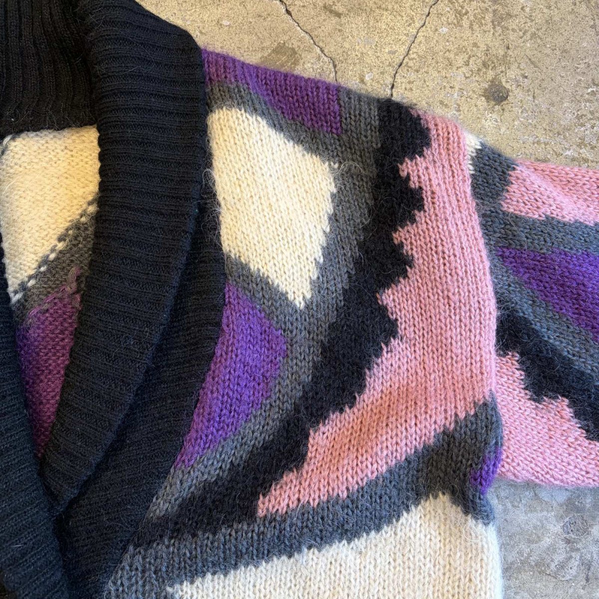 画像7: ALL OVER PATTERN DESIGN LONG KNIT CARDIGAN / Ladies L (7)