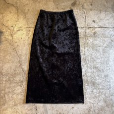 画像1: BLACK COLOR VELVET BACK SLIT SKIRT / W26~W35 (1)