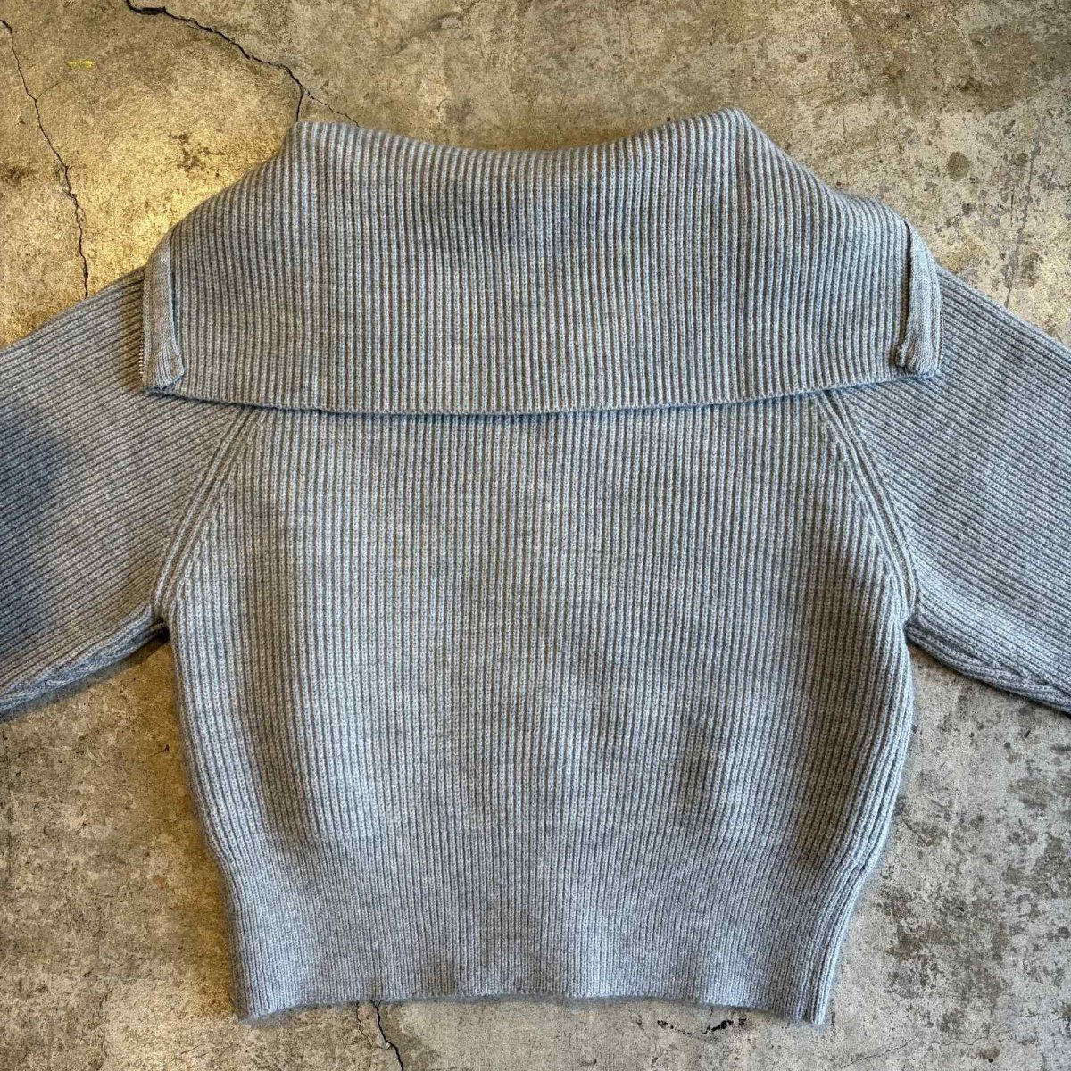 画像9: 【WONDERGROUND】HIGH & SAILOR COLLAR DOUBLE ZIP UP KNIT TOPS / GRAY / OS (9)